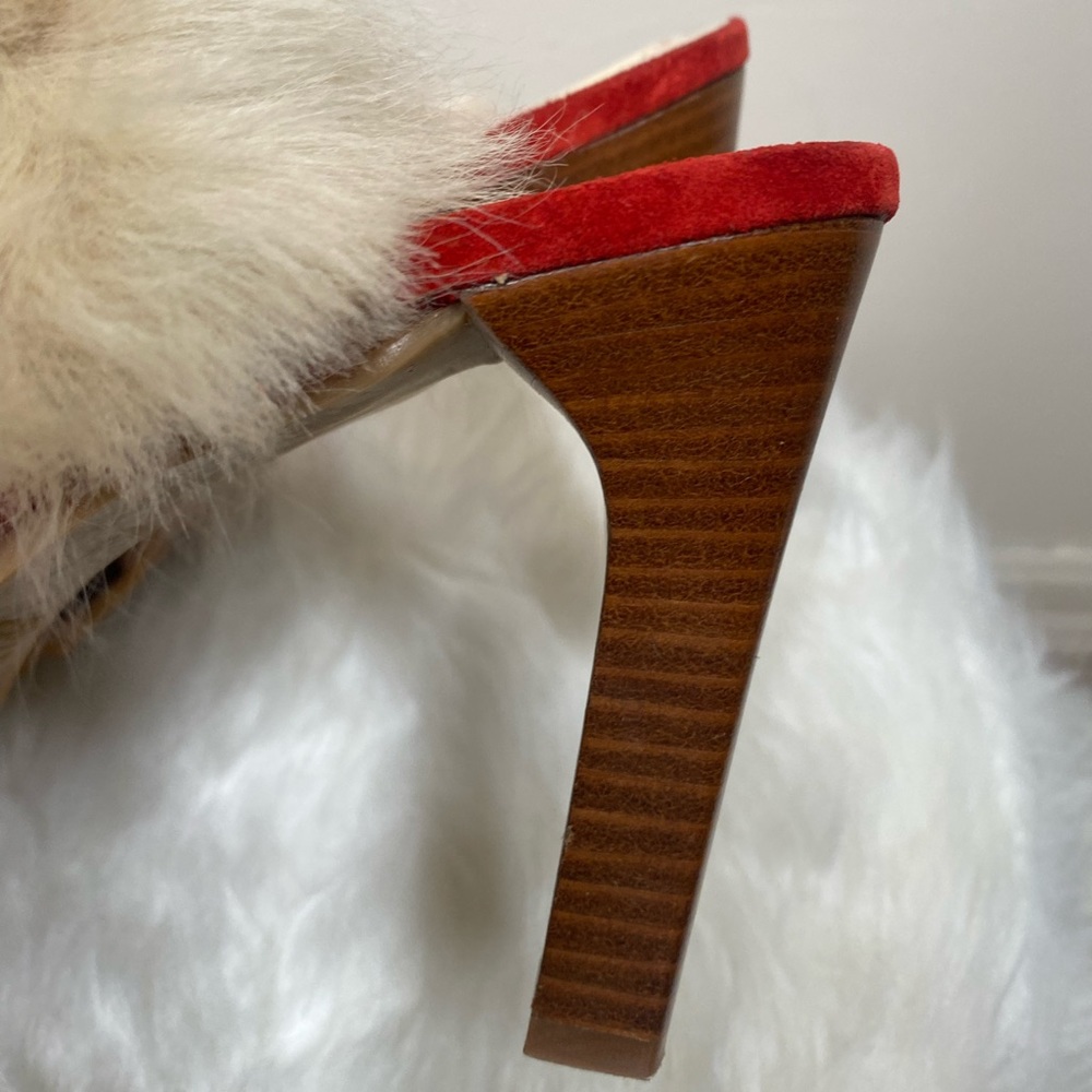 {EUC} Coach Kristy Suede And Faux Fur Mules Heels Shoes Italy 8.5 - Picture 3 of 11